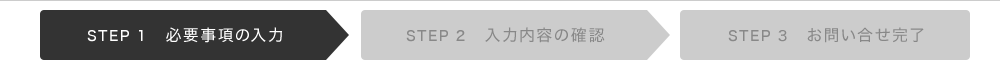 STEP1：入力／STEP2：内容確認／STEP3：送信完了